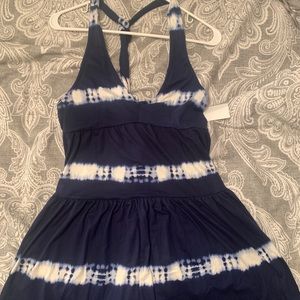 Open back halter dress